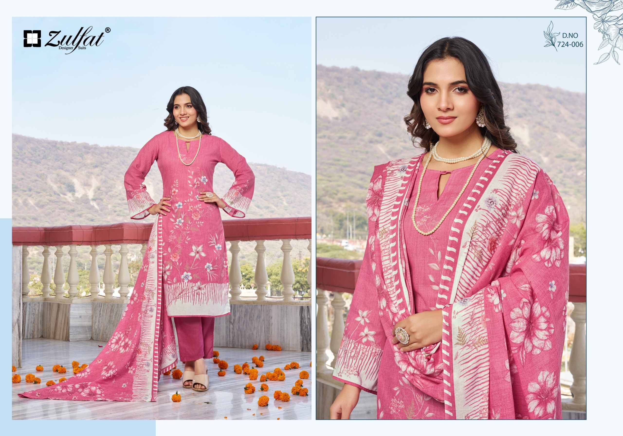 FARIDA 724 SERIES BY ZULFAT Beautiful Stylish Festive Suits Fancy Colorful Casual Wear & Ethnic Wear & Ready To Wear Heavy Cotton Print Dresses At Wholesale Price